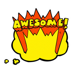 thought bubble cartoon awesome word
