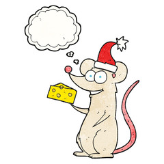 thought bubble textured cartoon christmas mouse