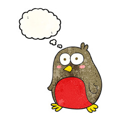thought bubble textured cartoon robin