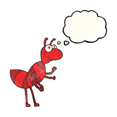 thought bubble textured cartoon ant