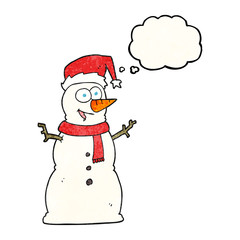 thought bubble textured cartoon snowman