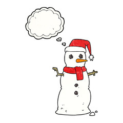 thought bubble textured cartoon snowman