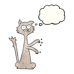 thought bubble textured cartoon cat scratching