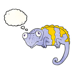 thought bubble textured cartoon chameleon