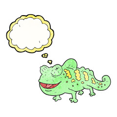thought bubble textured cartoon chameleon