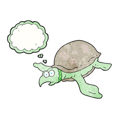 thought bubble textured cartoon turtle