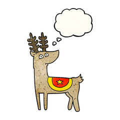 thought bubble textured cartoon reindeer