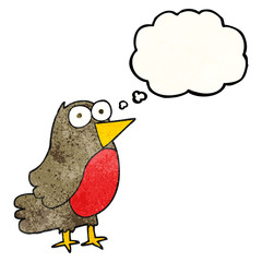 thought bubble textured cartoon robin