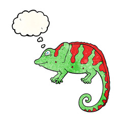 thought bubble textured cartoon chameleon