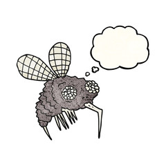 thought bubble textured cartoon fly