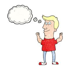 thought bubble textured cartoon celebrating man