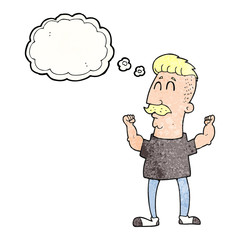 thought bubble textured cartoon celebrating man