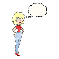thought bubble textured cartoon surprised woman