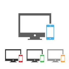 Computer display and smartphone icon flat style, vector eps10 illustration