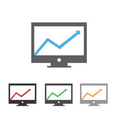 Computer display with rising chart icon flat style, vector eps10 illustration