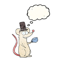 thought bubble textured cartoon mouse with teacup