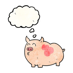 thought bubble textured cartoon pig