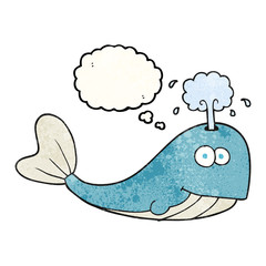 thought bubble textured cartoon whale spouting water