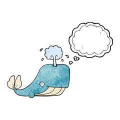 thought bubble textured cartoon whale spouting water
