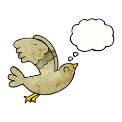 thought bubble textured cartoon bird