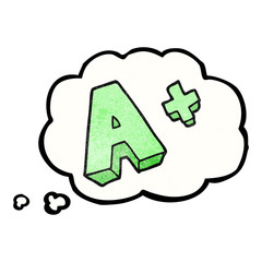 thought bubble textured cartoon A grade symbol