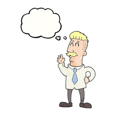 thought bubble textured cartoon office man waving