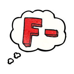 thought bubble textured cartoon F grade