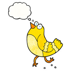 thought bubble textured cartoon bird