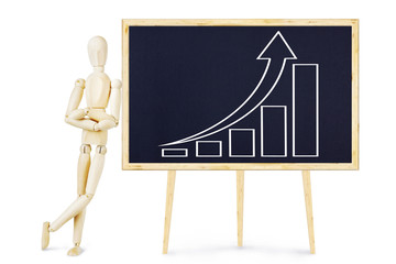 Man doing presentation about growth of indicators. Abstract imag