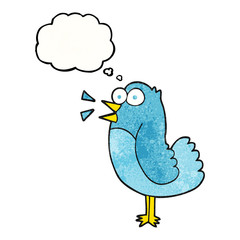 thought bubble textured cartoon bird