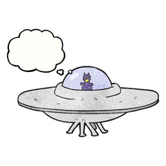 thought bubble textured cartoon UFO