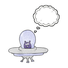 thought bubble textured cartoon spaceship