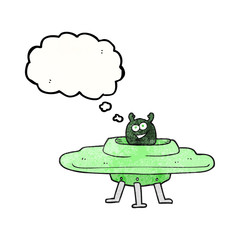 thought bubble textured cartoon spaceship