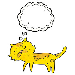 thought bubble textured cartoon cat