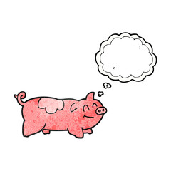 thought bubble textured cartoon pig