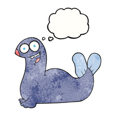 thought bubble textured cartoon seal