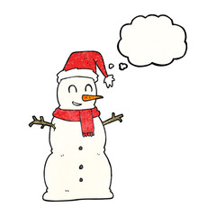 thought bubble textured cartoon snowman