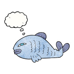 thought bubble textured cartoon fish