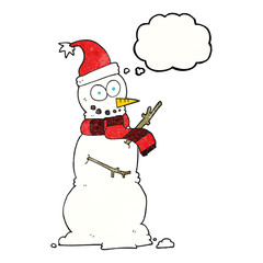 thought bubble textured cartoon snowman
