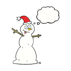 thought bubble textured cartoon snowman