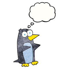 thought bubble textured cartoon penguin
