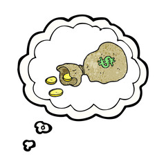thought bubble textured cartoon bag of money