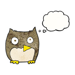 thought bubble textured cartoon owl