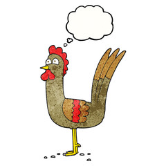 thought bubble textured cartoon chicken