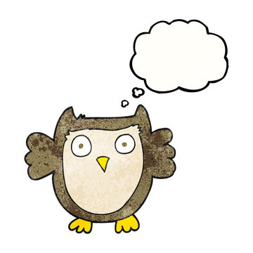 thought bubble textured cartoon owl