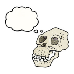 thought bubble textured cartoon ancient skull