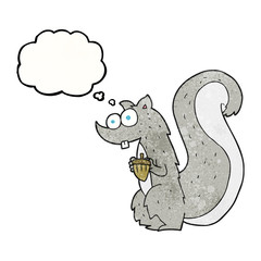 thought bubble textured cartoon squirrel with nut