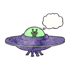 thought bubble textured cartoon alien spaceship