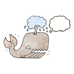 thought bubble textured cartoon whale spouting water