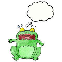 thought bubble textured cartoon funny frightened frog